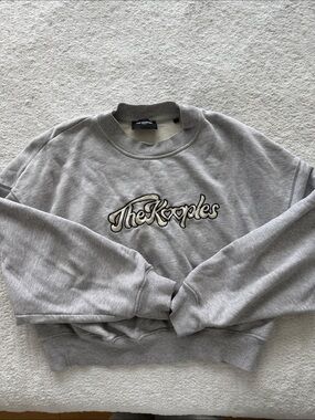 The Kooples Light Gray Crewneck Sweatshirt with Script Logo